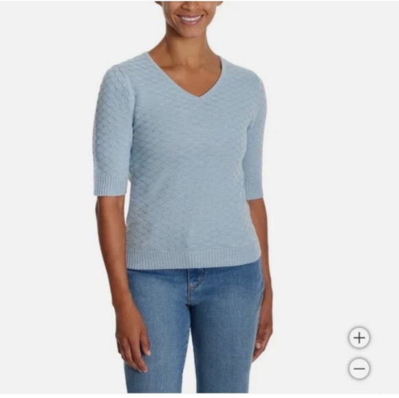 NWT Ella Moss Women's Elbow Sleeve Lightweight Sweater, Blue short sleeve fall - Picture 1 of 7